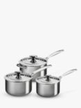 Le Creuset Signature 3-Ply Stainless Steel Saucepan & Lid Set, 3 Piece