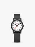 Mondaine MS1.32110.RB Unisex Essence Rubber Strap Watch, Black/White