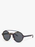 Giorgio Armani AR8114 Men's Round Sunglasses, Navy Havana/Grey