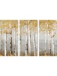 Allison Pearce - Soft Birch Trees Triptych Canvas Print, 30 x 60cm, Set of 3, Green/White