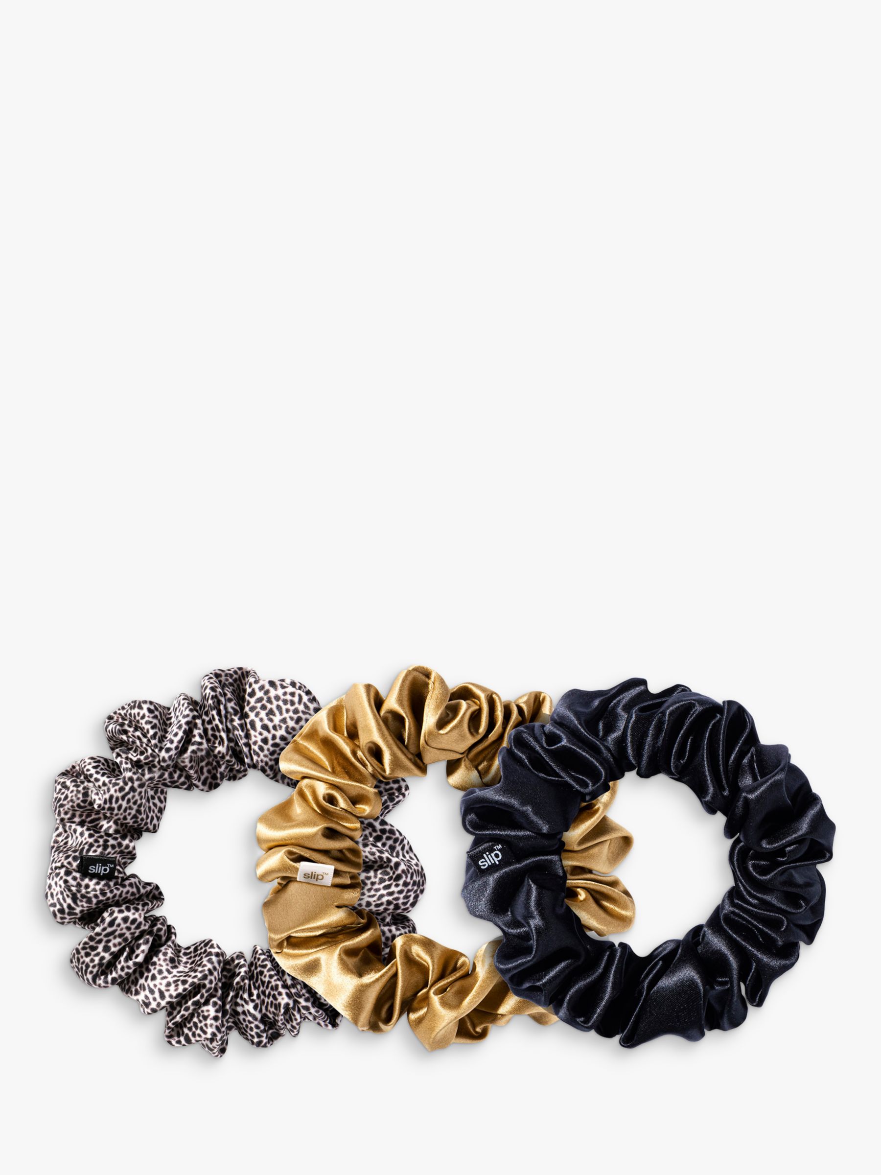 Slip® Pure Silk Scrunchies, Black, Leopard, Gold at John Lewis & Partners
