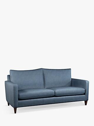 Bailey Range, John Lewis Bailey Large 3 Seater Leather Sofa, Dark Leg, Soft Touch Blue