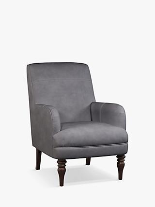 Sterling Range, John Lewis Sterling Leather Armchair, Dark Leg, Soft Touch Grey