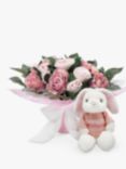 Babyblooms Luxury Baby Clothes Bouquet and Personalised Baby Bunny Soft Toy, Light Pink