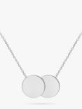 IBB Personalised 9ct Gold Double Disc Initial Pendant Necklace, White Gold