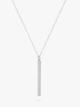 IBB Personalised Long Vertical Bar Pendant Necklace, Silver