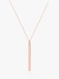 IBB Personalised Long Vertical Bar Pendant Necklace, Rose Gold