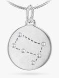 IBB Personalised Gemini Star Sign Disc Pendant Necklace, Silver
