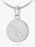 IBB Personalised Taurus Star Sign Disc Pendant Necklace, Silver