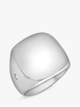 IBB Personalised Unisex Cubic Zirconia Square Signet Ring, Silver