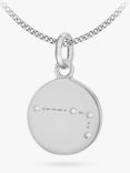 IBB Personalised Aries Star Sign Disc Pendant Necklace, Silver