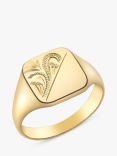 IBB Personalised 9ct Gold Unisex Half Square Signet Ring, Gold