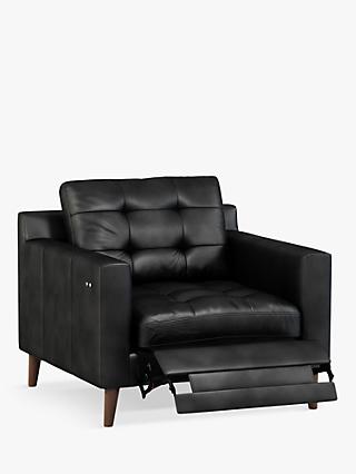 Draper Range, John Lewis Draper Motion Leather Armchair with Footrest Mechanism, Dark Leg, Contempo Black