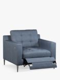 John Lewis Draper Motion Leather Armchair with Footrest Mechanism, Metal Leg, Soft Touch Blue