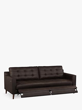 John Lewis Draper Motion Large 3 Seater Leather Sofa with Footrest Mechanism, Dark Leg