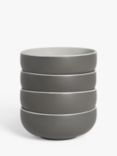John Lewis Puritan Stoneware Cereal Bowls, Set of 4, 15cm, Dark Grey