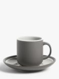 John Lewis Puritan Stoneware Espresso Cup & Saucer, Set of 2, 90ml