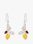 Be-Jewelled Amber Bee Drop Earrings, Silver/Multi