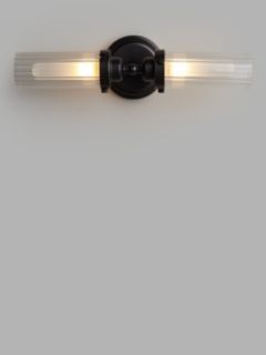 John Lewis Ribbed Glass Double Arm Bathroom Wall Light, Black