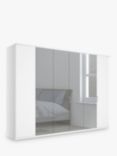 John Lewis Elstra 300cm Mirrored 6 Hinged Doors Wardrobe, Off White/Mirror