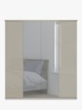 John Lewis Elstra 200cm Wardrobe with White Glass and Mirrored Hinged Doors, Grey Glass/Pebble Grey