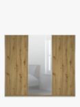 John Lewis Elstra 250cm Wardrobe Mirrored Sliding Door, Bianco Oak/Mirror