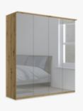 John Lewis Elstra 200cm Wardrobe with Mirrored Hinged Doors, Mirror/Bianco Oak