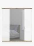 John Lewis Elstra 200cm Wardrobe with White Glass and Mirrored Hinged Doors, White Glass/Bianco Oak