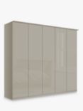 John Lewis Elstra 250cm Wardrobe with Glass Hinged Doors, Grey Glass/Pebble Grey