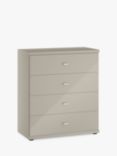John Lewis Elstra Wide 4 Drawer Glass Front Chest, Grey Glass/Pebble Grey