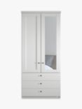 John Lewis Marlow 100cm Hinged Wardrobe with Right Mirror & 3 Drawers, Off White