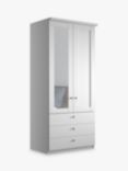 John Lewis Marlow 100cm Hinged Wardrobe with Left Mirror & 3 Drawers, Off White