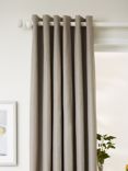 John Lewis Basket Weave Pair Blackout/Thermal Lined Eyelet Curtains, Mocha