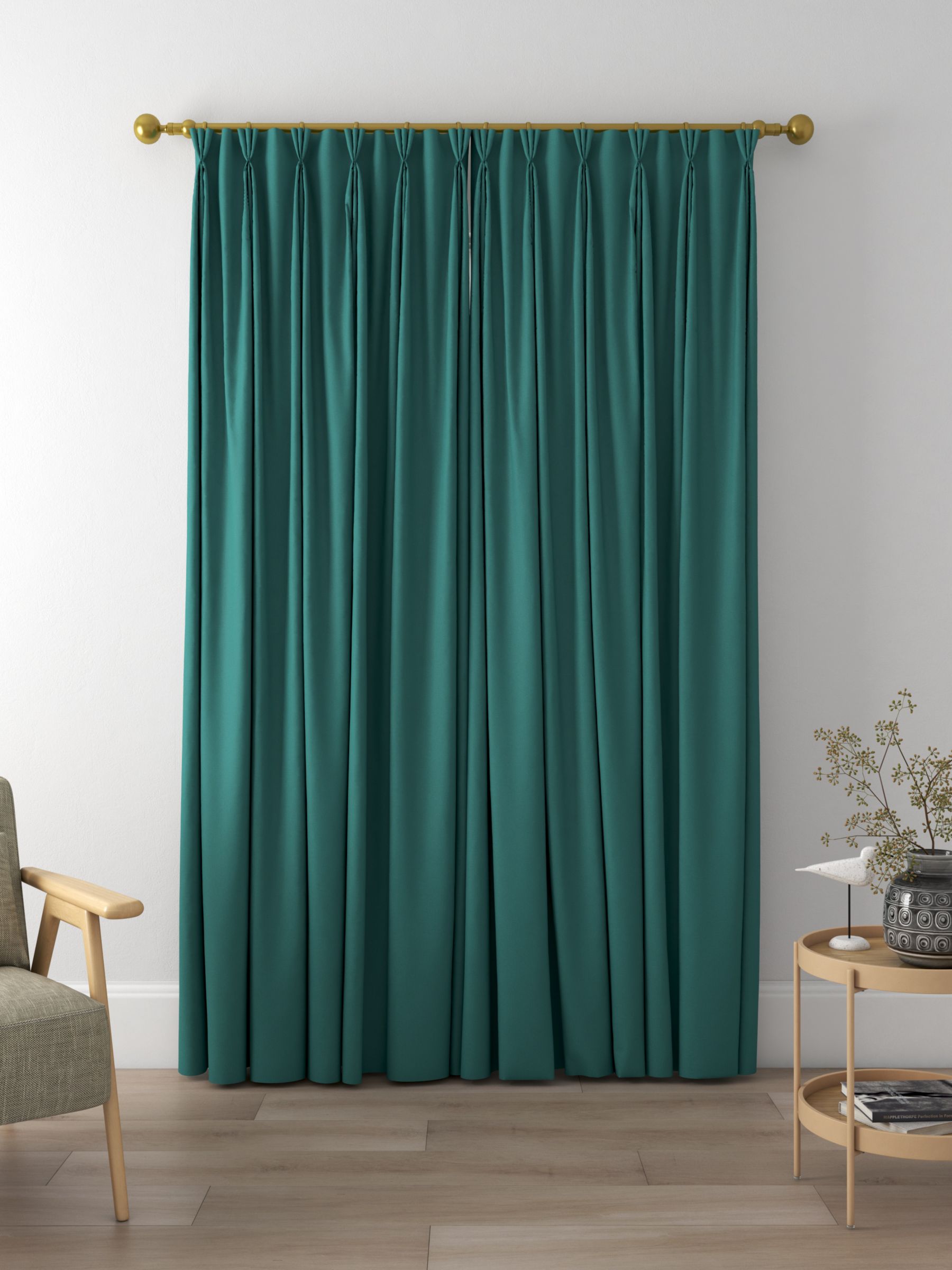 John Lewis Recycled Basketweave Made to Measure Curtains, Peacock