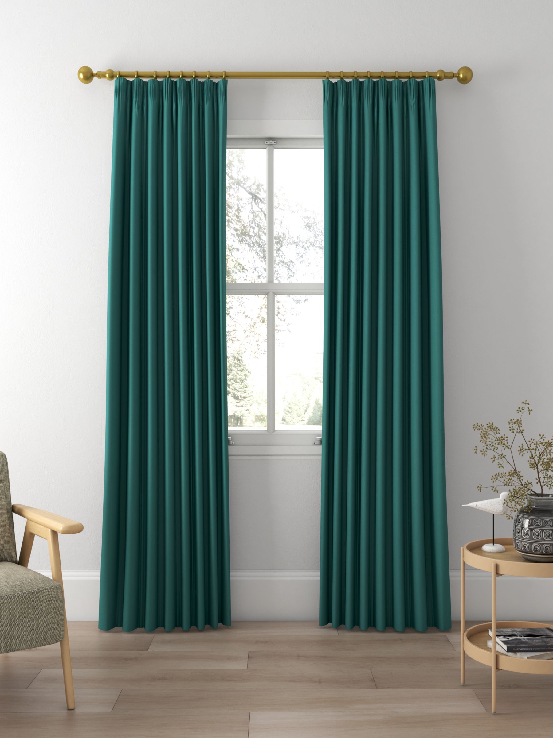 John Lewis Recycled Basketweave Made to Measure Curtains, Peacock