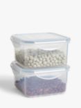 John Lewis ANYDAY Square Plastic Storage Containers, Set of 2,  700ml, Clear