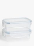 John Lewis ANYDAY Rectangular Plastic Snack Boxes, Set of 2, 240ml, Clear