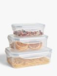 John Lewis ANYDAY Nesting Rectangular Plastic Storage Containers, Set of 3, Clear