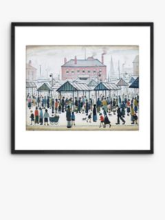 LS Lowry - Market Scene Northern Town 1939 Framed Print & Mount, 37.7 x 40.5cm, Multi