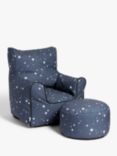 John Lewis Stardust Bean Bag Chair and Stool Set, Navy