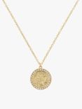 Melissa Odabash Crystal St Christopher Round Pendant Necklace, Gold