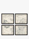 Map of Europe Vintage Framed Prints Set, 9 Piece, Brown/Multi
