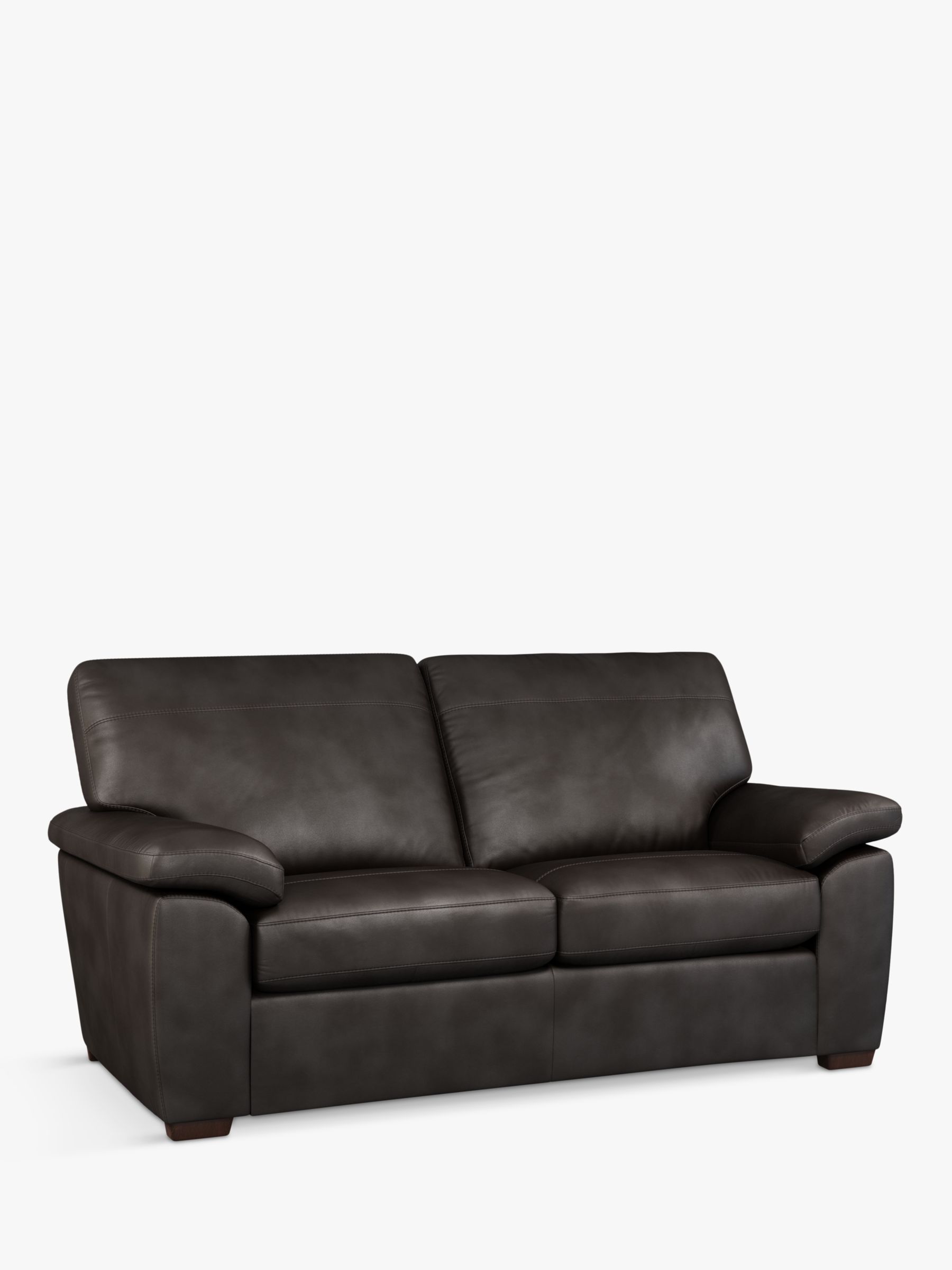 Camden Range, John Lewis Camden Medium 2 Seater Leather Sofa Bed, Dark Leg, Contempo Dark Chocolate