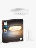 Philips Hue White Ambiance Struana LED Smart Flush Bathroom Ceiling Light with Bluetooth and Dimmer Switch, White