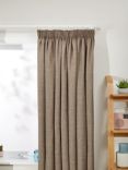 John Lewis Textured Weave Recycled Polyester Pair Blackout/Thermal Lined Pencil Pleat Curtains, Mocha