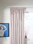 John Lewis Textured Weave Recycled Polyester Pair Blackout/Thermal Lined Pencil Pleat Curtains, Rose Pink