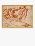 Michelangelo - Reclining Male Nude Wood Framed Print, 19 x 26cm, Red/Gold