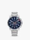 Tommy Hilfiger 1791788 Men's Chronograph Bracelet Strap Watch, Silver/Blue