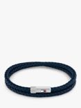 Tommy Hilfiger Men's Double Wrap Leather Bracelet, Navy