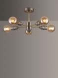 John Lewis Bistro Spoke 5 Arm Semi Flush Ceiling Light, Antique Brass